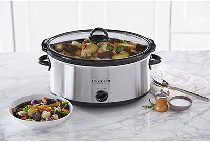 Crock-Pot 7 Quart Oval Manual Slow Cooker – Stainless Steel Plus C6B71
