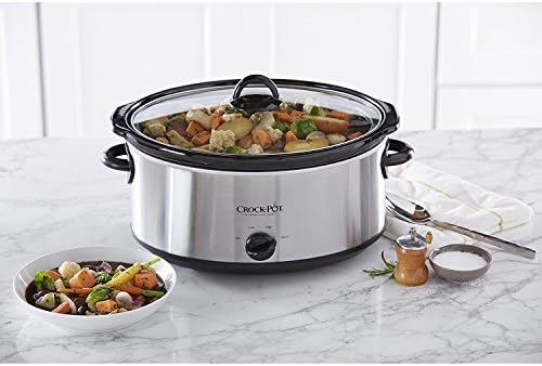 Crock-Pot 7 Quart Oval Manual Slow Cooker – Stainless Steel Plus C6B71