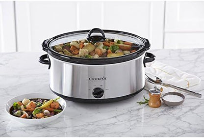 Crock-Pot 7 Quart Oval Manual Slow Cooker – Stainless Steel Plus C6B71