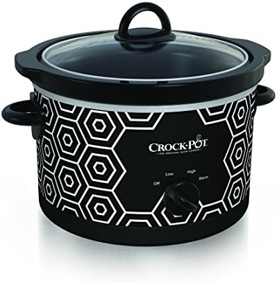 Crock-Pot 4.5 Quart Portable Slow Cooker – Black & White Prime C6B60