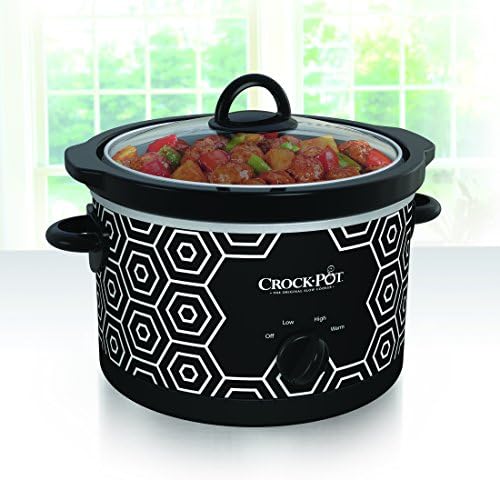 Crock-Pot 4.5 Quart Portable Slow Cooker – Black & White Prime C6B60